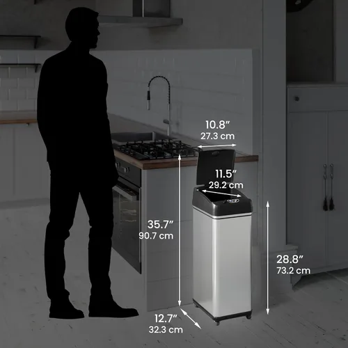 Vista 7 de iTouchless - Cubo de basura para cocina de 13 galones, con sensor, con ruedas