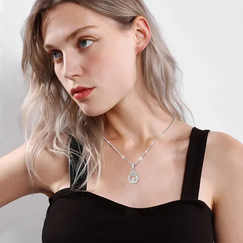 Vista 4 de INFUSEU - Juego de joyas celtas irlandesas para mujer, pendientes colgantes y collar con cadena de 18.0in