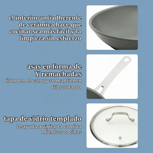 Vista 5 de Sur La Table Kitchen Essentials Cool Commune - Juego de ollas y sartenes de aluminio forjado anodizado duro de 10 piezas, libre de PFA