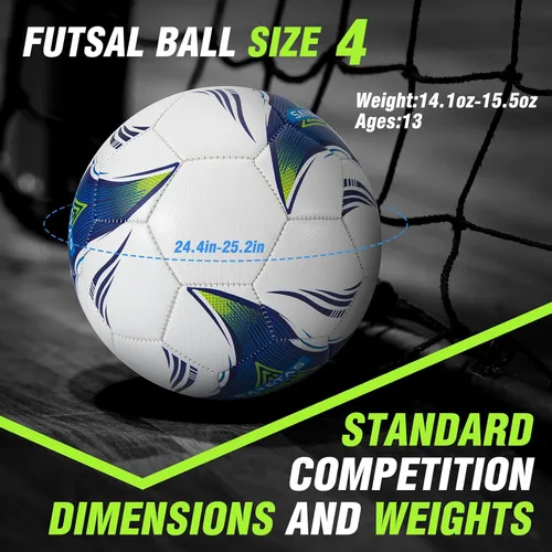 Vista 2 de Saretas Size 3/4 Soccer Ball, Futsal Ball&Indoor Soccer Ball Low Bounce Ball, PU Leather Practice Futsal Ball, Official Size and Weight for Age 13+