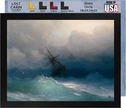 Vista 29 de Lost Cabin Dusk on the Golden Horn de Ivan Aivazovsky Impresión en marco plano negro Reproducción de pinturas de obras de arte finas Regalo