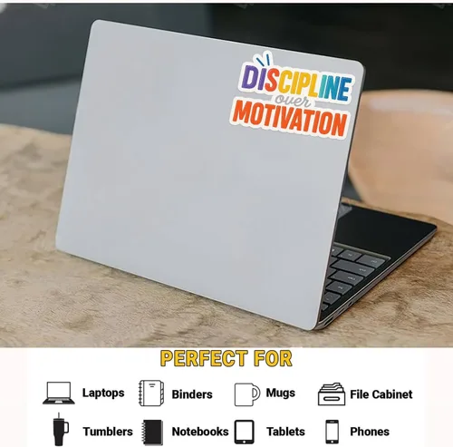 Vista 2 de 3 calcomanías de vinilo inspiradoras para laptop, botella de agua, cuaderno, etiqueta de cita motivacional para productividad y concentración