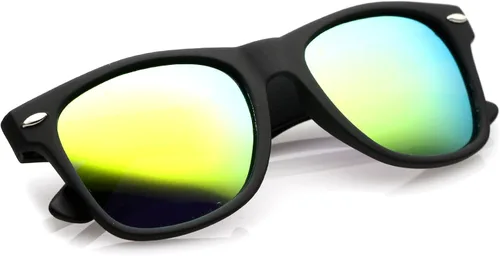 Vista 3 de zeroUV Gafas de sol de estilo con borde de cuerno grande con lente de color espejo reflectante mate plano - UV400
