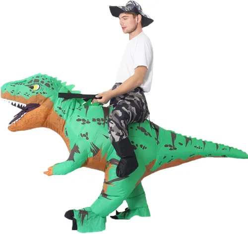 Vista 3 de Disfraces inflables de dinosaurio para adultos disfraz de Halloween de T-REX divertido disfraz de dinosaurio