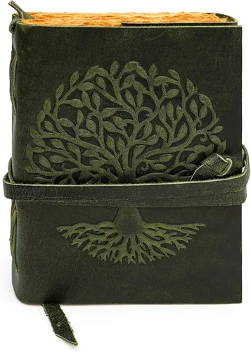 Vista 14 de Diario de cuero para mujeres y hombres, 200 páginas, 5 x 7 pulgadas, regalos para mujeres, diario de viaje, cuaderno de mujer, marcador de 7 chakras