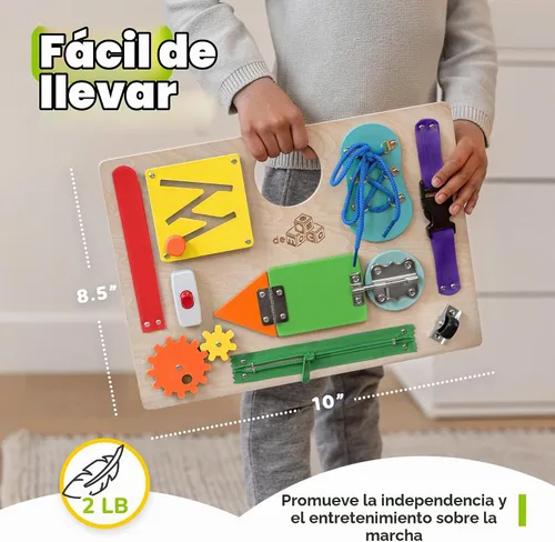 Vista 6 de deMoca - Panel sensorial Montessori de madera para niños pequeños, actividades de aprendizaje para niños pequeños en edad preescolar que los ayudan
