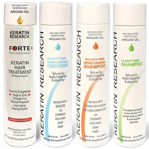 Vista 4 de Keratin Forte Keratin Brazilian Keratin Hair Blowout Treatment Extra Strength 33.8 fl oz con aceite de argán marroquí fórmula mejorada para cabello