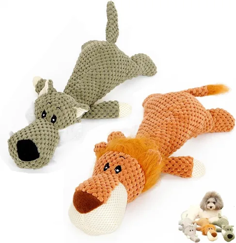 Vista 9 de Juguete para perro, animal robusto diseñado para masticadores pesados, juguete de peluche grande para perro, juguete chirriante duradero