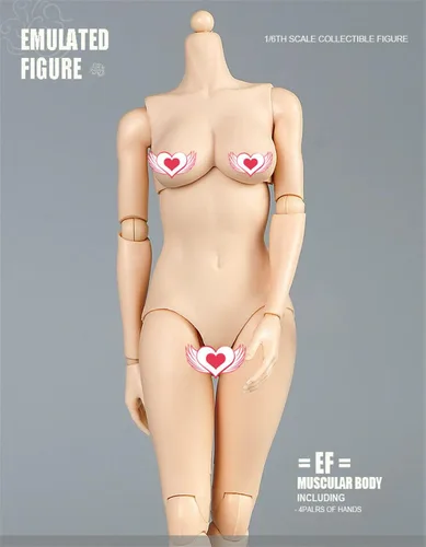 Vista 4 de Cuerpo de figura femenina a escala 1/6, piel pálida femenina busto grande medio sin costuras figura de acción flexible colección de muñecas