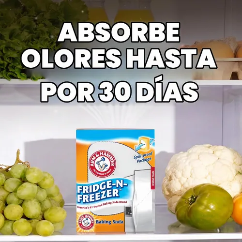 Vista 2 de Arm & Hammer Bicarbonato de Sodio Absorbedor de Olores para Nevera y Congelador, Naranja 14 oz, Paquete de 12