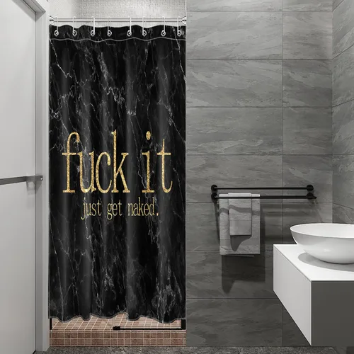 Vista 12 de LB Fuck It Get Naked - Cortina de ducha pequeña de 48 x 68 pulgadas, forro de cortina de ducha en blanco y negro, cortina de ducha estrecha