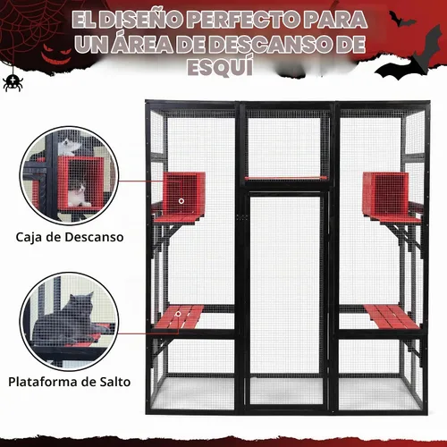 Vista 6 de COZIWOW Catio de madera grande de 70 pulgadas para exteriores con perchas y condominios, jaula para gatos interior con techo impermeable, 7