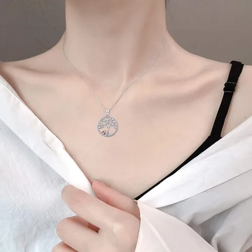 Vista 3 de JUSTKIDSTOY Collar con colgante de árbol de la vida, diseño de mariquitaunicorniolama, plata de ley 925, joyería de animales lindos regalos