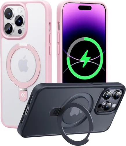 Vista 14 de CASEKOO - Funda diseñada para iPhone 14 Pro con soporte magnético invisible [protección contra caídas de grado militar] [compatible con MagSafe]