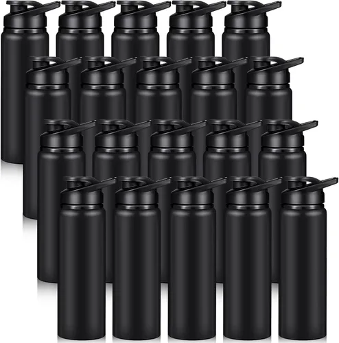 Vista 16 de Potchen - Paquete de 20 botellas de agua de aluminio con tapa a presión, color negro, 20 onzas