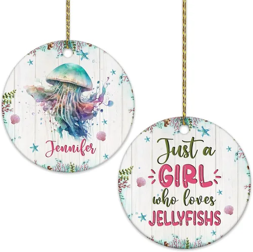 Vista 14 de Hyturtle Adorno de Navidad personalizado para los amantes de los ajolotes – Just A Girl Who Loves Axolotls Adorno de cerámica con nombre