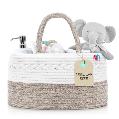 Vista 10 de Organizador de pañales de cuerda, almacenamiento para artículos de bebé y niños pequeños, organizador portátil de algodón para guardar fácilmente