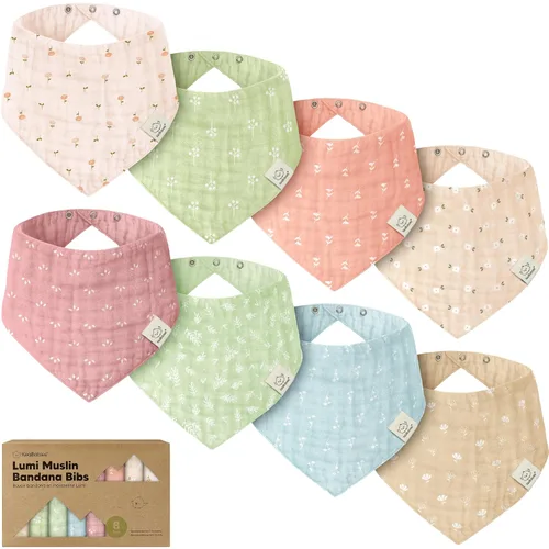 Vista 10 de KeaBabies - Paquete de 8 baberos de muselina para babear, dentición, baberos de muselina bandana para bebés, niños, niñas, recién nacidos