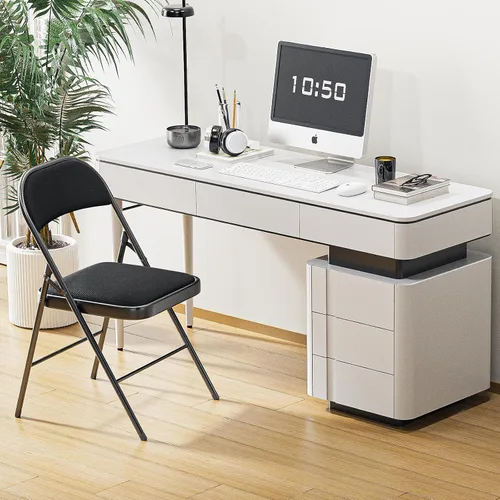Vista 8 de Bonnlo Silla plegable, sillas plegables acolchadas de tela con cojín, respaldo y marco de acero para interiores y exteriores, comedor, oficina, Negro