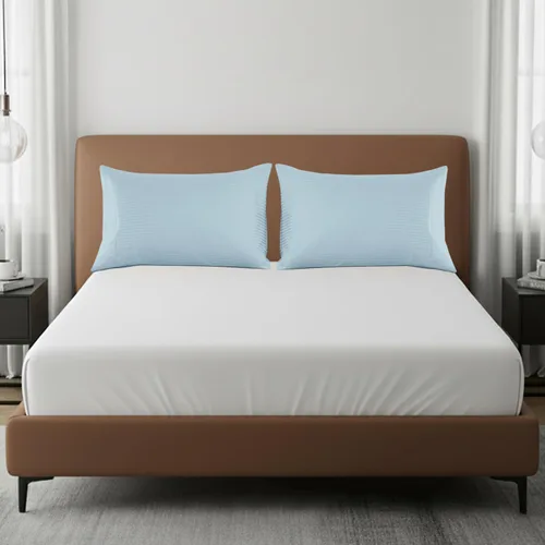 Vista 4 de Feather & Stitch - Juego de 2 fundas de almohada estándar de 100 % algodón, 500 hilos, fundas de almohada suaves con cierre tipo sobre, suaves