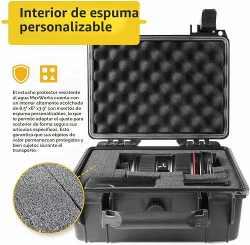 Vista 5 de MaxWorks 51015 Funda rígida impermeable IP67 – Interior de espuma protectora, se adapta a artículos de 8.5 x 6 x 3.9 pulgadas – Almacenamiento