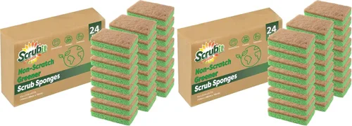 Vista 8 de SCRUBIT Paquete de 24 esponjas naturales – Esponjas naturales biodegradables compostables de celulosa y coco para platos, esponja de cocina