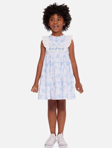 Vista 5 de Bonnie Jean Vestido de panel fruncido bordado 3M-6X para niñas