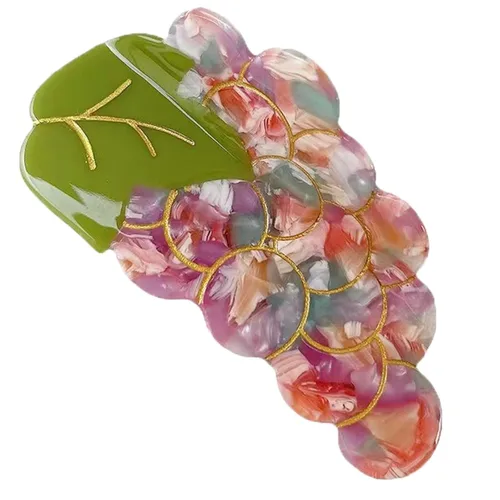 Vista 8 de Pinzas de garra de manzana, pinzas de pelo de melocotón jugoso, pinzas de pelo de frutas, pinzas de pelo de acetato para mujeres, pinzas pequeñas