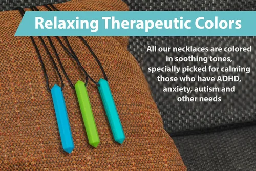 Vista 3 de Collar Sensorial de Lápiz 8 Piezas - Ideal para Niños o Adultos a los que les Gusta Morder o que Tienen Autismo - Juguetes Masticables de Silicona