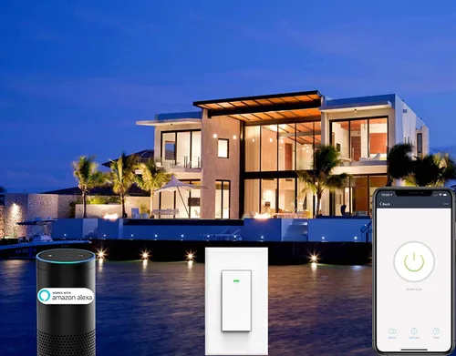 Vista 5 de Interruptor de luz inteligente, compatible con Alexa, Google Home, no requiere concentrador, WiFi inalámbrico para hogar inteligente, se ajusta
