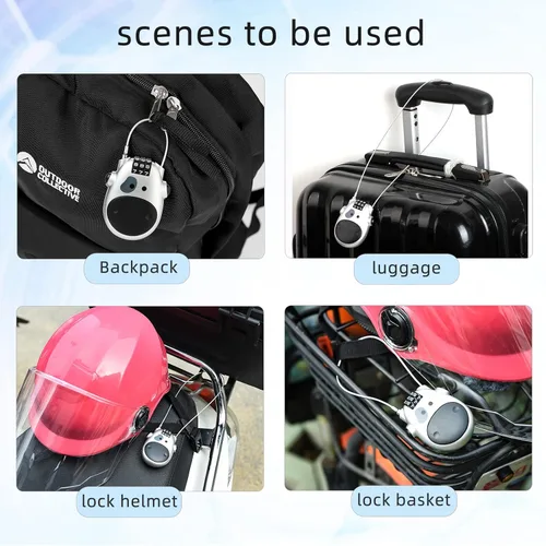 Vista 5 de Cable de bloqueo de combinación de alambre retráctil, ideal para encadenar múltiples maletas de viaje, equipaje, mochilas, cascos de ciclismo