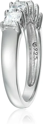 Vista 3 de Tienda Collection Platinum or Gold Plated Sterling Silver Princess-Cut 5-Stone Ring made with Infinite Elements Zirconia