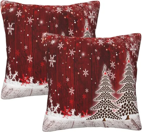 Vista 54 de Fundas de Almohada Flor de Pascua Dorada Copo de Nieve Navidad Xmas Juego de 2 Fundas de Almohadas Cuadradas Funda de Cojín Fundas de Almohadas