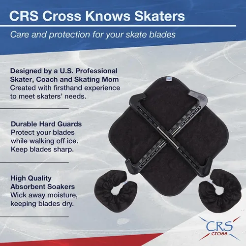 Vista 5 de CRS Cross - Juego de regalo de protectores de patines sobre hielo, guardas de tela y toallas, cubiertas suaves para cuchillas de patinaje artístico
