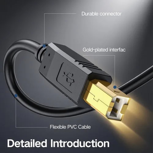 Vista 5 de Cable USB 2.0 - Macho A a B-Macho - Impresora/Escáner 10 pies (9.8 ft)