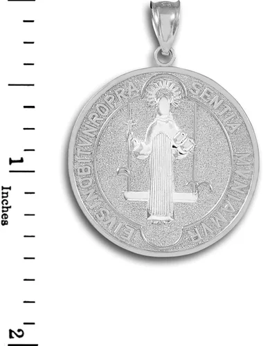 Vista 3 de Milagrosa Medalla de San Benito Moneda de plata de ley 925colgante Tamaño Grande