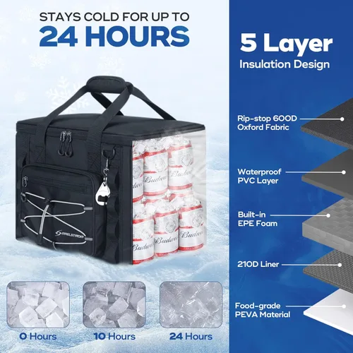 Vista 2 de Maelstrom Soft Sided Cooler Bag, 30/40 Can Collapsible Insulated Ice Chest, Large Leakproof Portable Storage for Camping, Travel, Kayaking & Beach