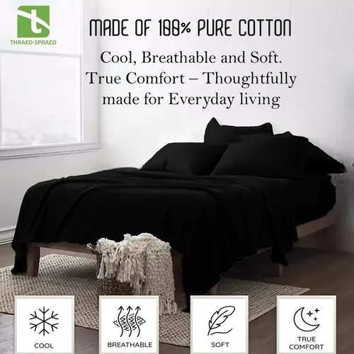Vista 2 de Twin Size 4-Piece Sheet Set 1000 Thread-Count 100% Egyptain Cotton, 1000TC Soft, Breathable, Long-Staple Cotton Sateen Weave, Fits 19 Inches Extra