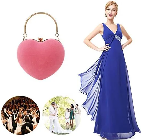 Vista 6 de Goclothod Bolso de noche en forma de corazón Bolso de mano de fiesta Bolso de hombro con cadena