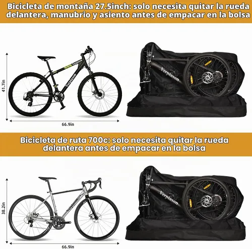 Vista 4 de Bolsa de transporte plegable para bicicleta de carretera MTB de 26-29 pulgadas