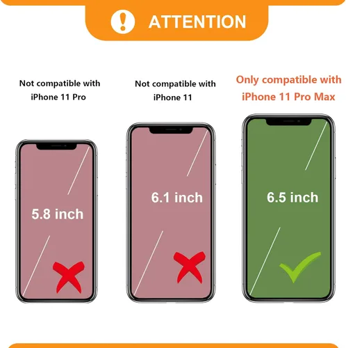 Vista 2 de Bocasal Funda tipo cartera cruzada para iPhone 11 Pro Max, con bloqueo RFID, de piel sintética, con cremallera, funda tipo cartera con función atril