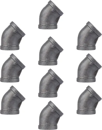 Vista 15 de PIPE DECOR - Acoplamiento de 1/2 pulgada, accesorios de hierro maleable negro para tuberías, pezones y accesorios estándar de 1/2 pulgada