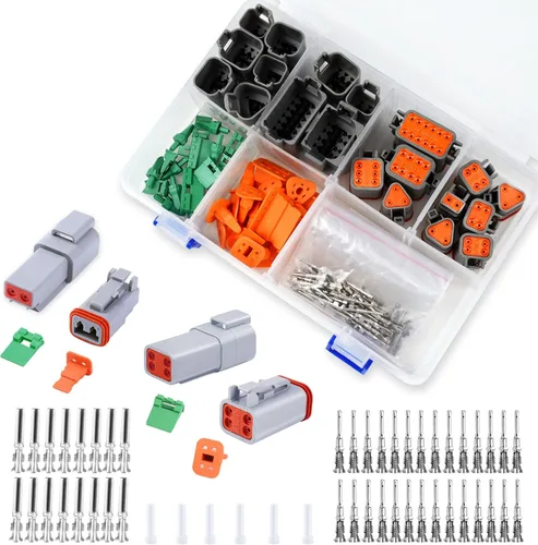 Vista 11 de Kit de conectores Deutsch de 194 piezas, 2 pares, 2 3 4 6 8 12 pines, conector eléctrico impermeable gris con contactos estampados y tapones