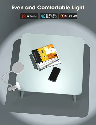Vista 7 de LiFMIRA Lámpara de Cama con Clip de Luz 8W 66 LED Luz de Lectura para Cama, 5 Colores 10 Niveles de Brillo Regulable, Lámpara de Lectura de Metal