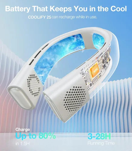 Vista 4 de TORRAS COOLIFY - Aire acondicionado de cuello 2S, enfriador personal portátil y calentador de viento fuerte, 3 velocidades, ventilador de cuello