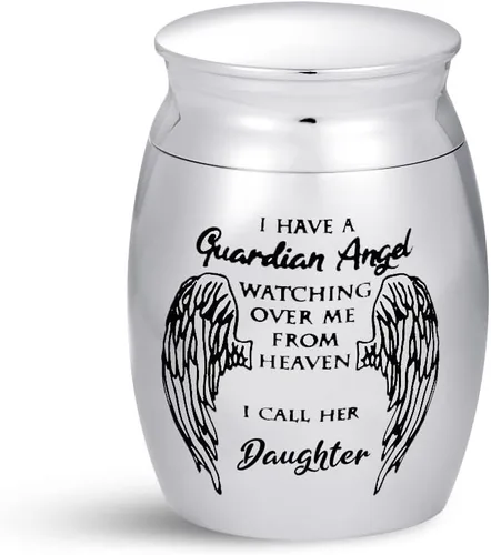 Vista 11 de My Guardian Angel Auntie - Mini urnas de cremación para cenizas para tía, recuerdo conmemorativo, regalo funerario de acero inoxidable, soporte