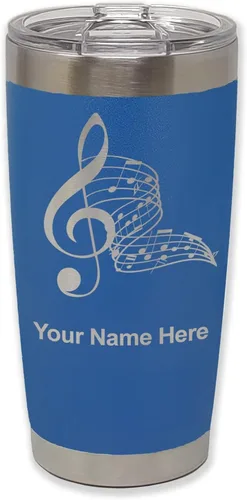 Vista 90 de LaserGram Vaso aislado al vacío de 20 onzas, notas musicales, grabado personalizado incluido (negro)