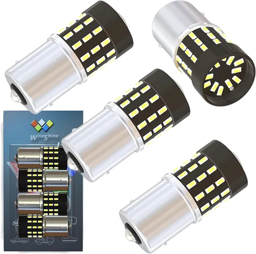 Vista 24 de BAU15S PY21W 1156PY 7507 7510 9507 Bombillas LED súper brillantes color amarillo ámbar de 54 SMD 3014 12V-24V para indicadores de posición, luz