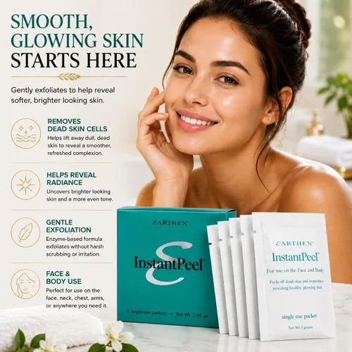 Vista 2 de Earthen - Paquetes exfoliantes instantáneos – Exfoliante facial y corporal suave para una piel suave y brillante – Elimina las células muertas