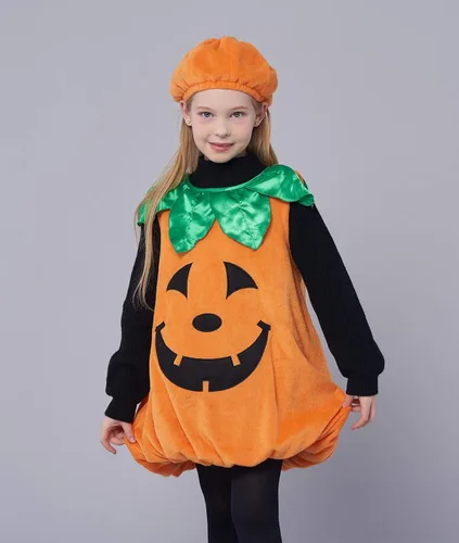 Vista 2 de IKALI Kids Pumpkin Costume Girls Boys Toddler Baby Lantern Faces Fancy Dress up for Halloween Party